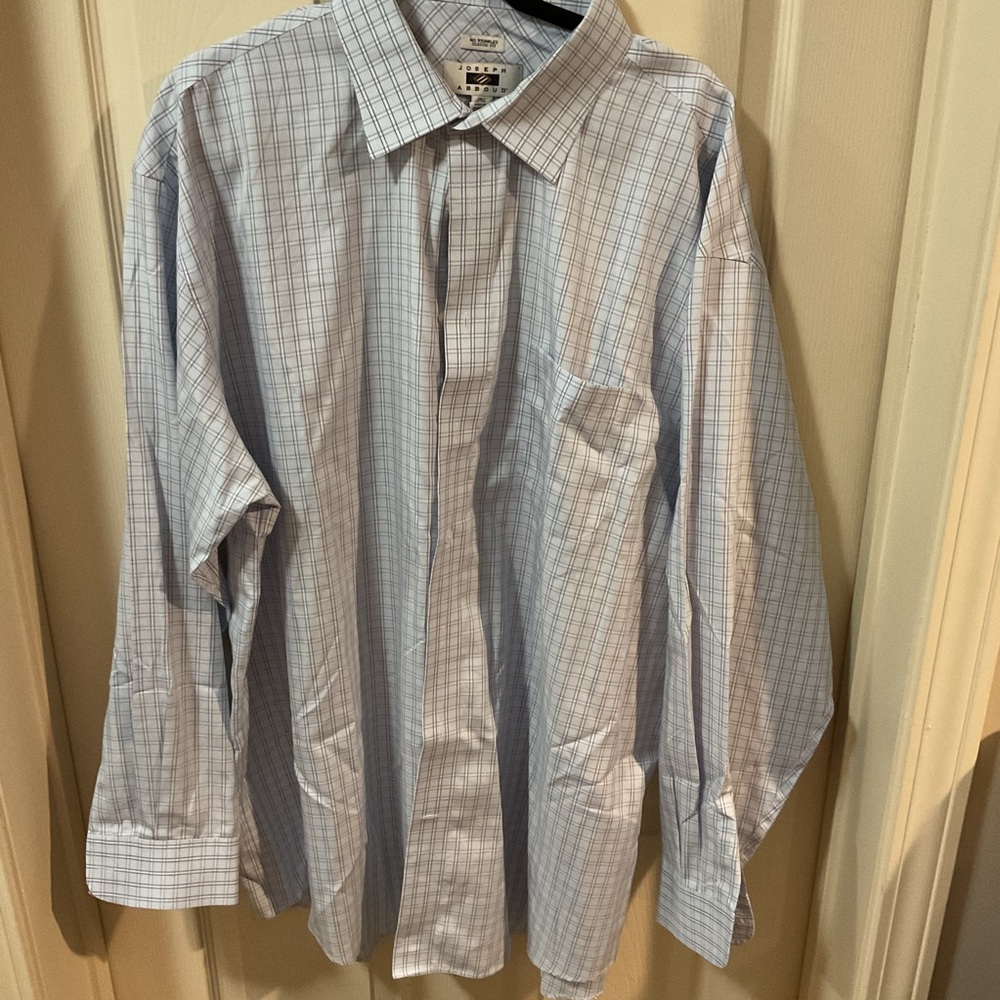 EUC Joseph Abboud Cozy Blue Plaid Button Down Shirt, Size 18 1/2”|36/37